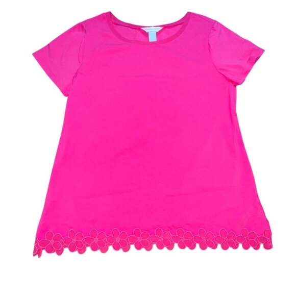 Christopher & Banks Tops - Christopher & Banks Scalloped Floral Bottom Shirt-Pink-Size M-GUC